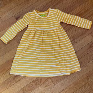 Be Mine mustard yellow and white striped long sleeve knit dress